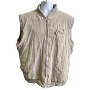 🧥 St. John’s Bay Men’s 2XLT Tan Corduroy Insulated Zip Vest Rib Knit Workwear